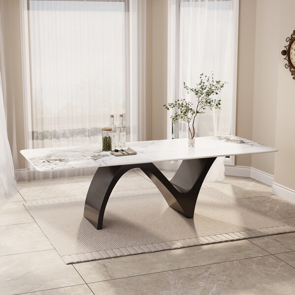 Modern Rectangular Dining Table, Sintered Stone Table-top, N