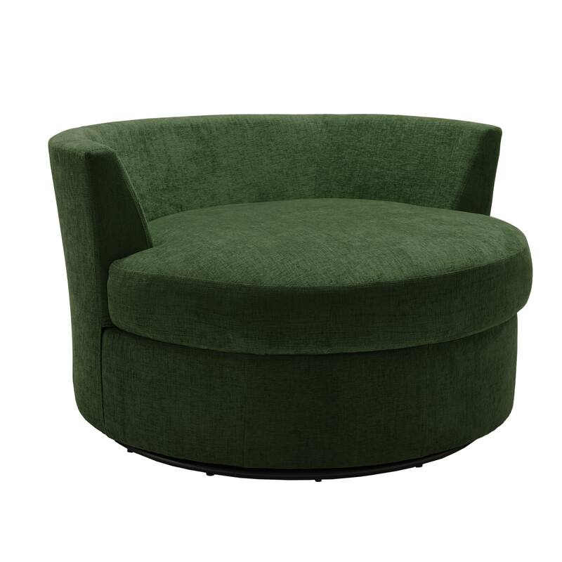 Set of 2 Upholstered Swivel Accent Barrel Chairs with Toss Pillows