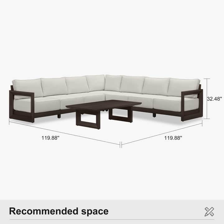 PURPLE LEAF Caesar Outdoor Couch with 9.6" white Thick Cushion and Table for Yard Porch Deck Outdoor Patio Conversation Sets