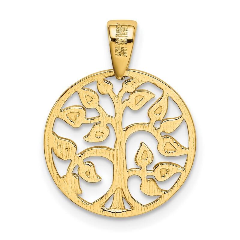 Curata 14k Yellow Gold 18" 14.6mm Polished Tree In Circle Necklace
