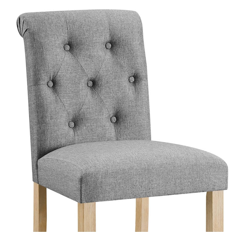 Siena Counter Height Button Tufted Back Solid Wood Stools (Set of 2)