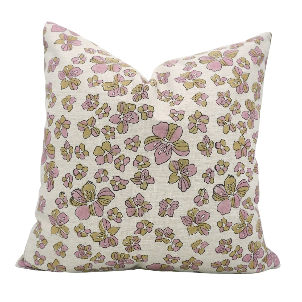 Fabdivine Floral Throw Fall Summer Décor Pillow Cover Handmade Linen, for Farmhouse Guest Room or Couch