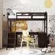 preview thumbnail 18 of 23, Twin Size Wooden Loft Bed with Desk, 2 Drawers, Cabinet, 4 Shelves, Full-Length Guardrail