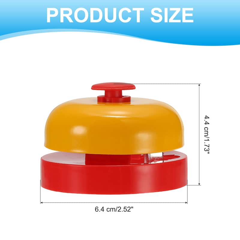 Desk Call Bell 2.5" Diameter with Metal Anti-Rust Construction - 2.52 x 1.73 inch (Dia*H) - Yellow/Red