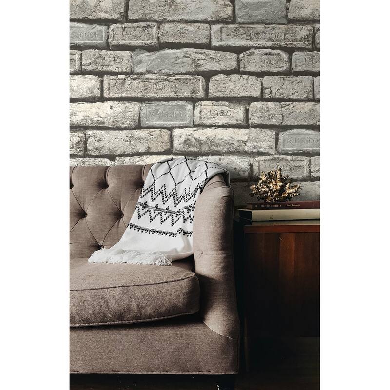 Seabrook Designs Preston Faux Engraved Bricks Unpasted Wallpaper