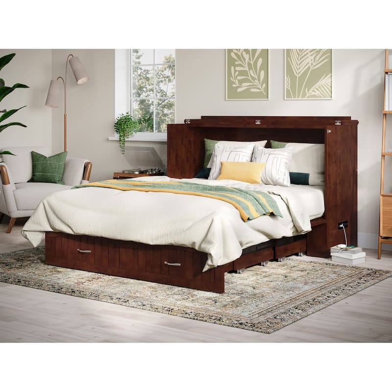 Aspen Queen Murphy Bed Chest with 6" Mattress