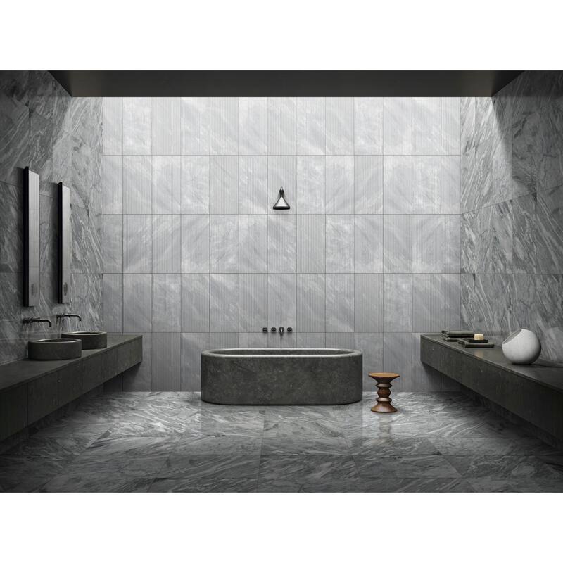 Roomfitters Carrara Marble Tile, Polished Natural Stone for Wall and Floor, Genuine Marble, 4-Piece Box, Gray