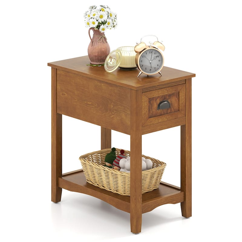Gymax Contemporary Chair Side End Table Compact Table w/ Drawer