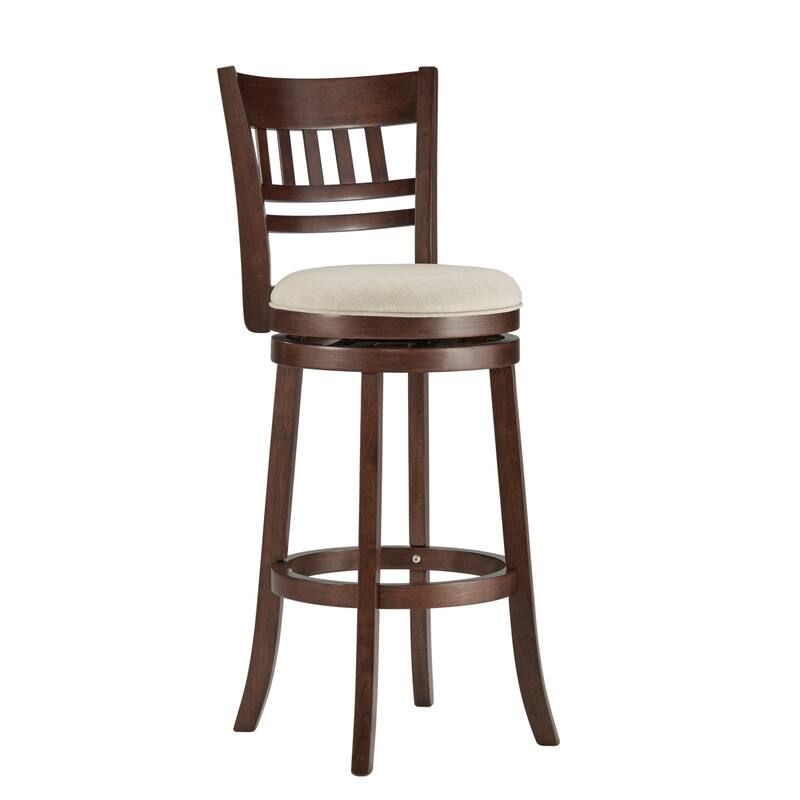 Verona Swivel 29-inch High Back Bar Stool by iNSPIRE Q Classic - Cherry-Beige Linen - Lattice