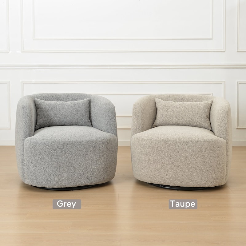KINWELL 34" Wide Boucle Upholstered Sherpa Swivel Armchair (Set of 2)