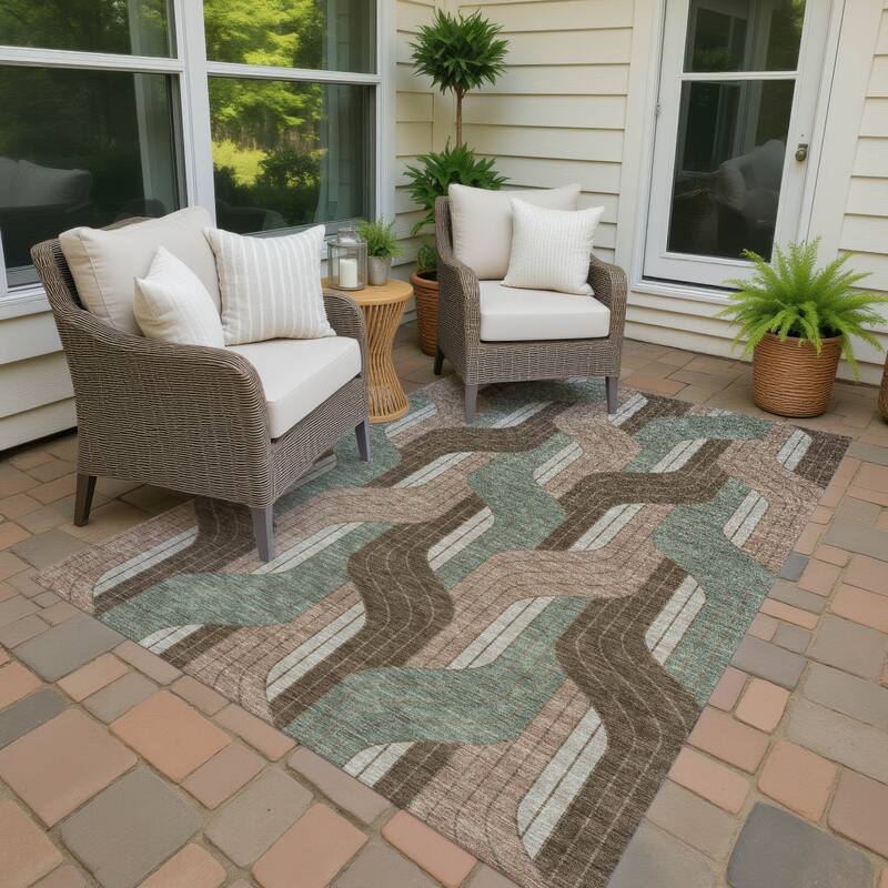 Machine Washable Indoor/ Outdoor Modern Pathway Chantille Rug - Chocolate - 3' x 5'