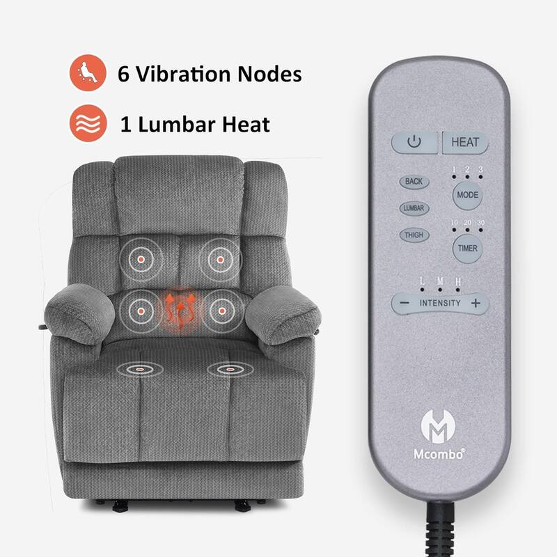 MCombo Electric Power Recliner Chair for Living Room with Heat and Massage, Fabric R6233
