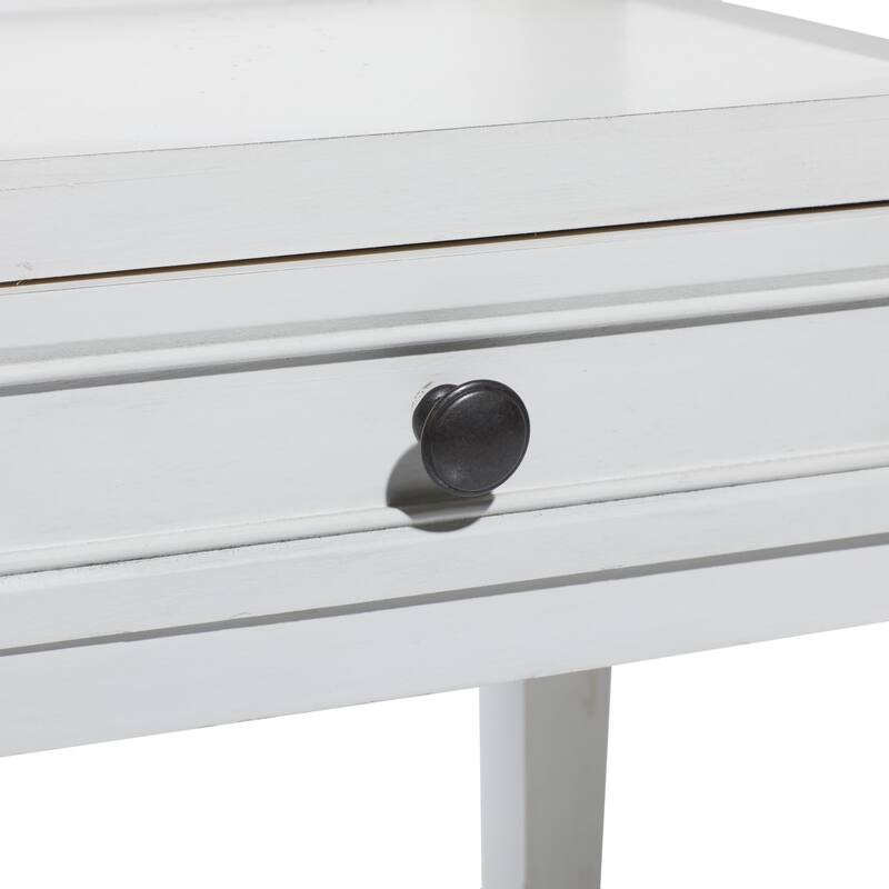 Wood 2 Drawers and 1 Shelf Accent Table - Brown, Light Brown or White - Roche River Decor