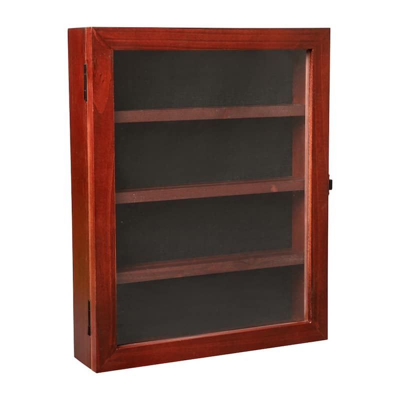 Wooden Medals Display Case with Removable Shelves