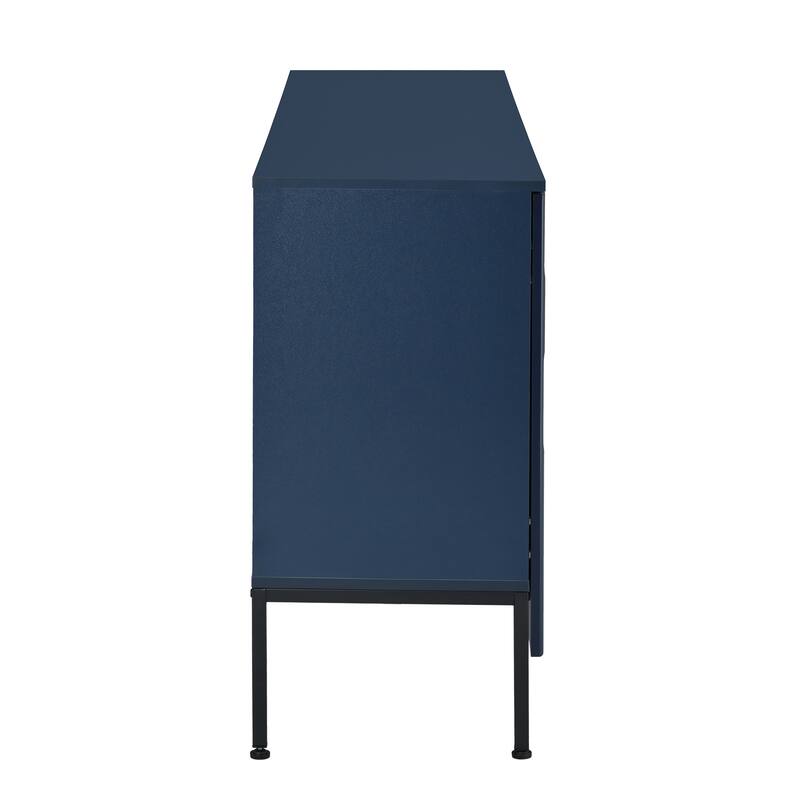 Modern Elegant Black Blue Cabinet Sideboard Buffet with Curved Bottom Doors