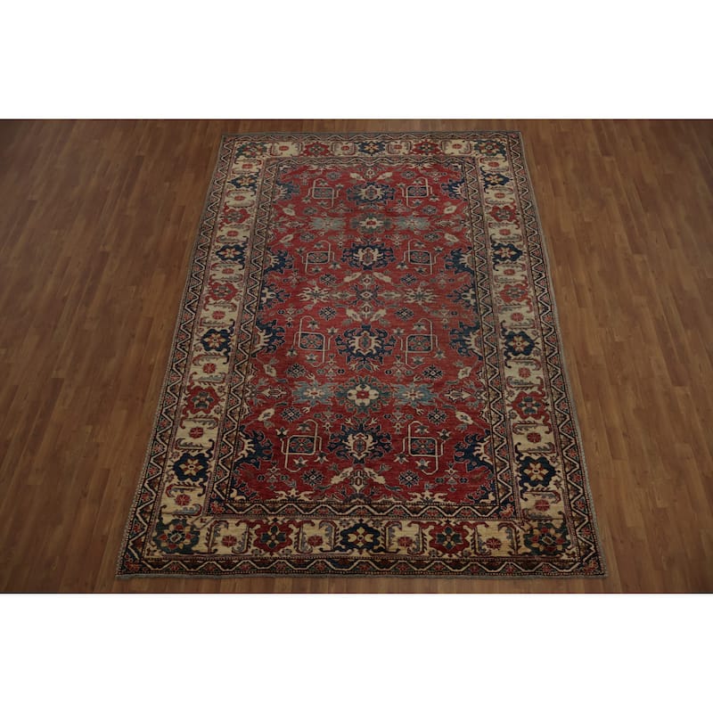 Hand Knotted Oriental 100% Wool Carpet Traditional Floral Red Kazak Area Rug - 10' 11'' X 7' 6''