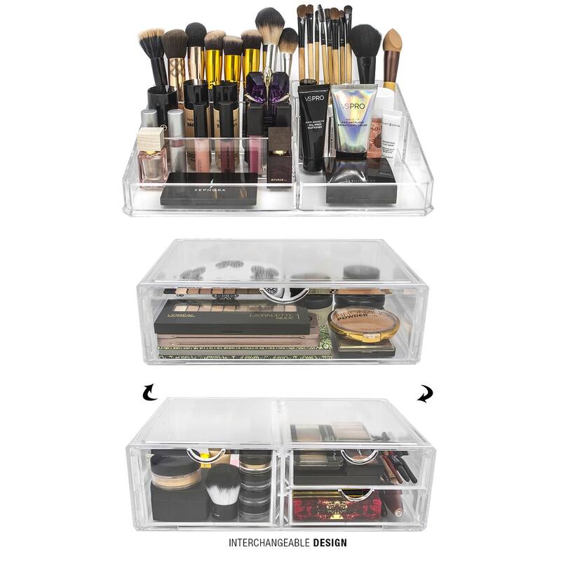 Sorbus Large Stackable Acrylic Drawers - Clear Storage Drawers for Organizing Make up, Nail Polish, Hair Accessories, and More