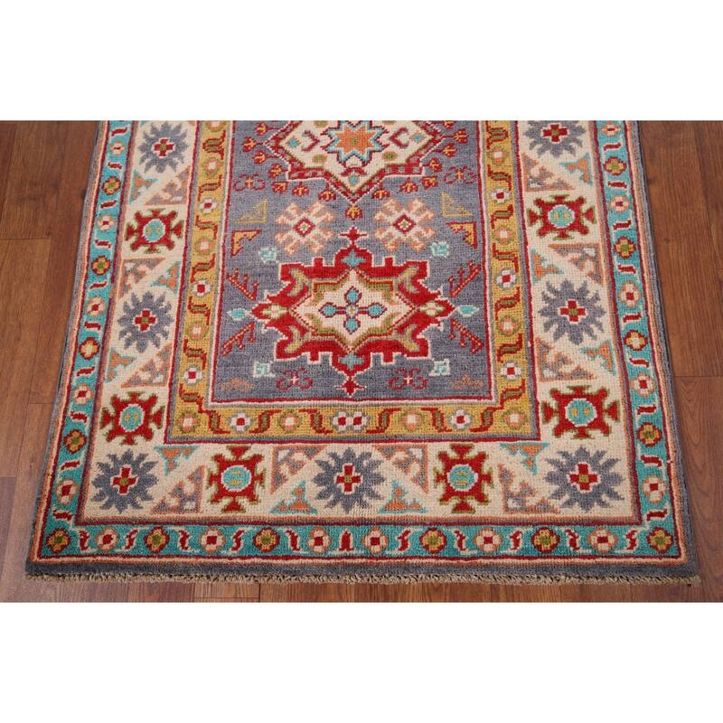 Blue Kazak Accent Rug Handmade Wool Carpet - 2'9" x 4'3"