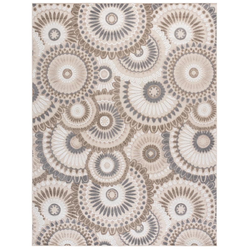 SAFAVIEH Cabana Marii Indoor/ Outdoor Waterproof Patio Floral Rug - 10' x 14' - Grey/Ivory