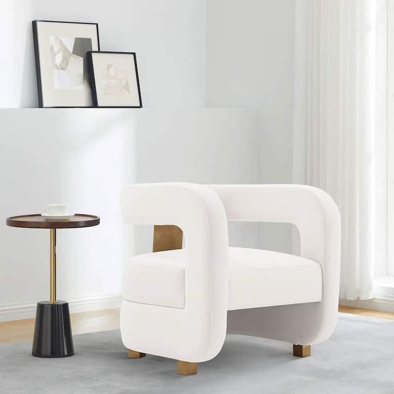 Manhattan Comfort Modern Amirah Velvet Accent Chair - White