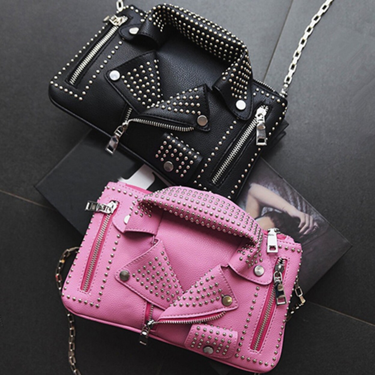 leather jacket bag