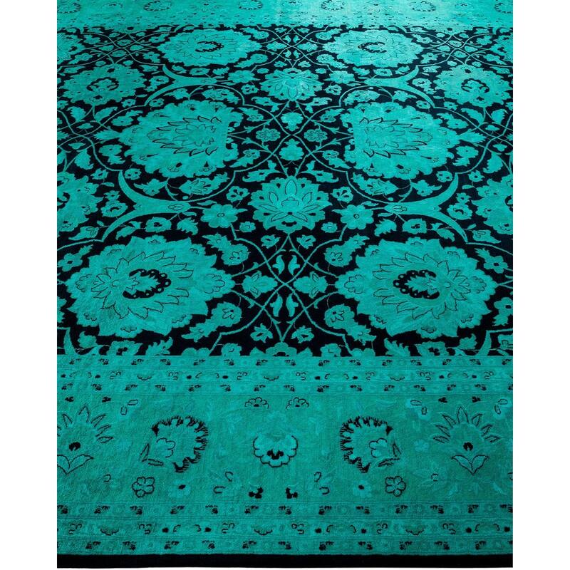 Fine Vibrance, One-of-a-Kind Hand-Knotted Area Rug - Black, 9' 0" x 12' 1" - 9' 0" x 12' 1"
