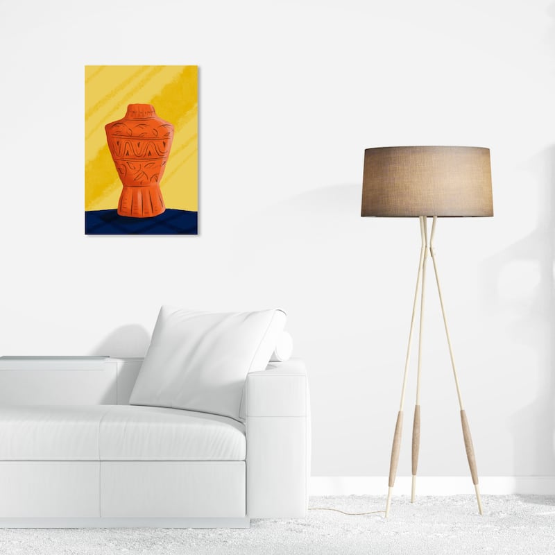 Wynwood Studio Canvas Floral and Botanical Dusk Ornate Vase Orange and Traditional Wall Art Canvas Print - 24 x 16