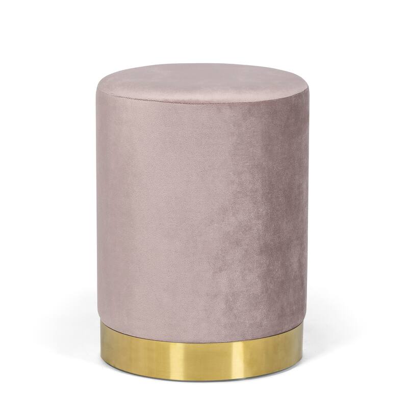 Adeco Modern 16.14" Footrest Stool Velvet Round Ottoman Bench
