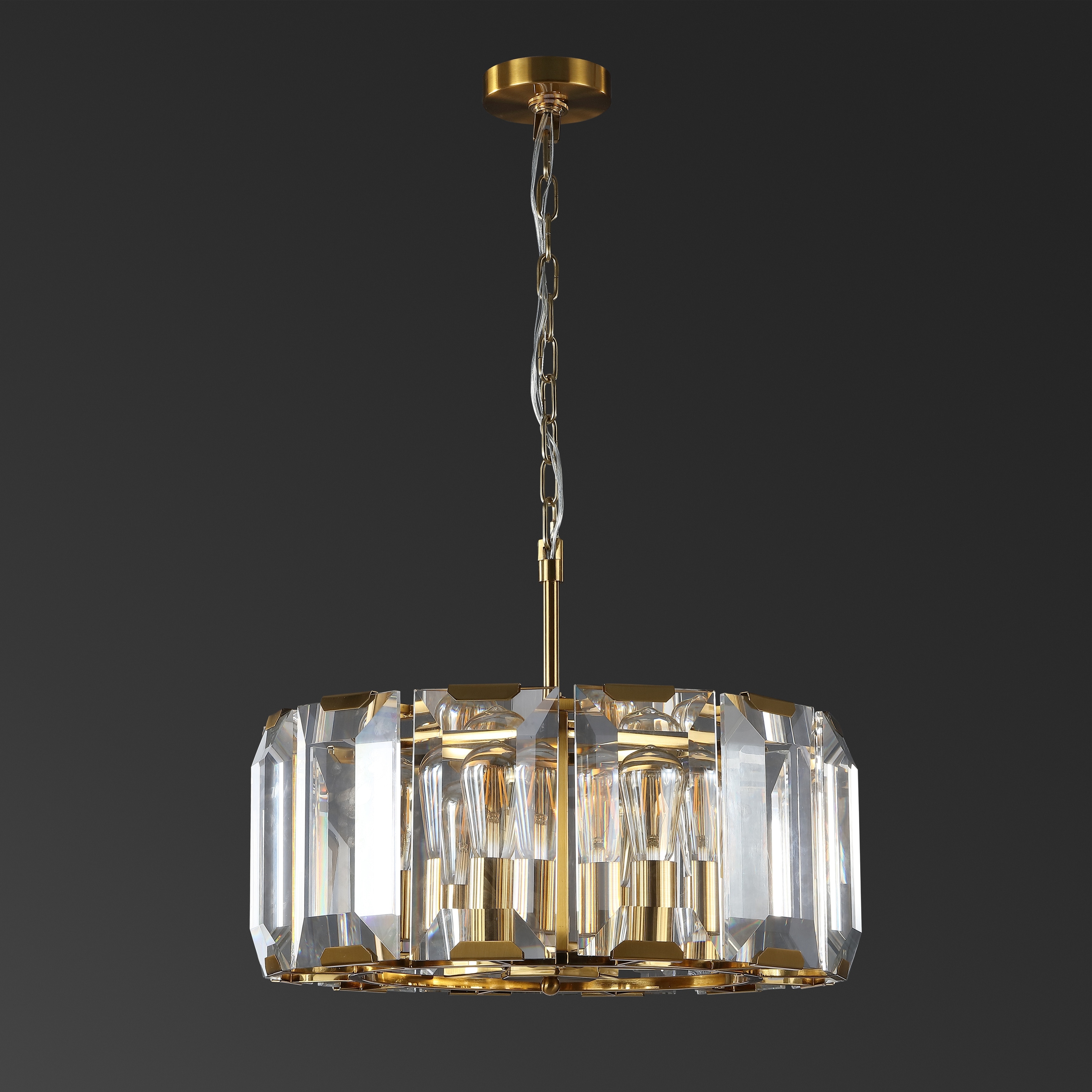 SAFAVIEH Couture Symone Glass Chandelier - 20 IN W x 20 IN D x 18-66 IN H