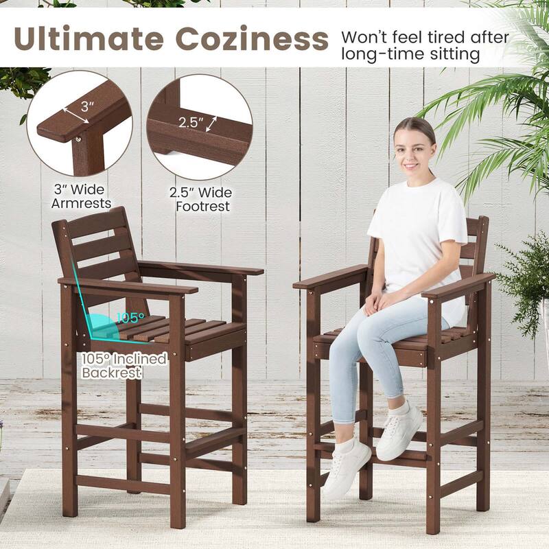 Costway 3-Piece Patio HDPE Bar Set Armchairs with Square High-Top - See Details