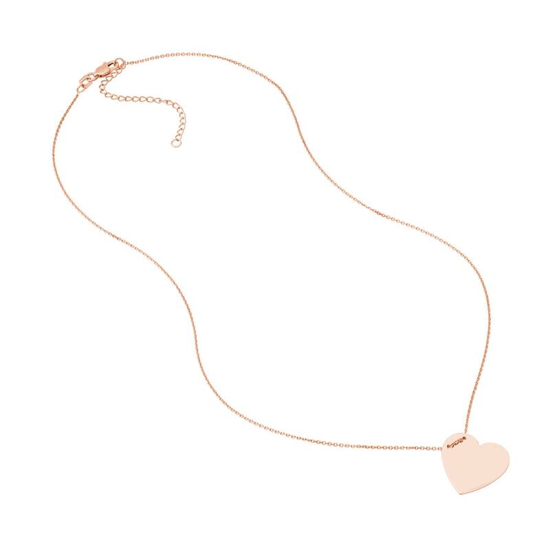 Curata 14k Yellow, Rose or White Gold Love Heart Name Plate Necklace, 18"