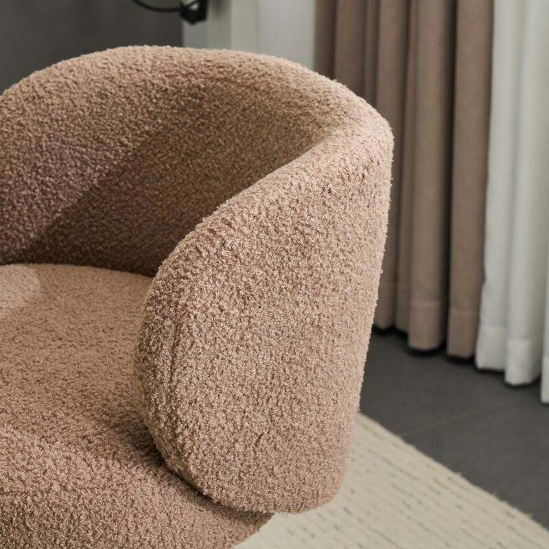 Cute Modern Teddy Swivel Chair Armless Adjustable Height Office Desk Chair with No Wheels and Backrest Support - N/A