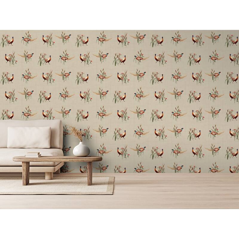 Arthouse Eustace Neutral Pheasant Meadow Wallpaper