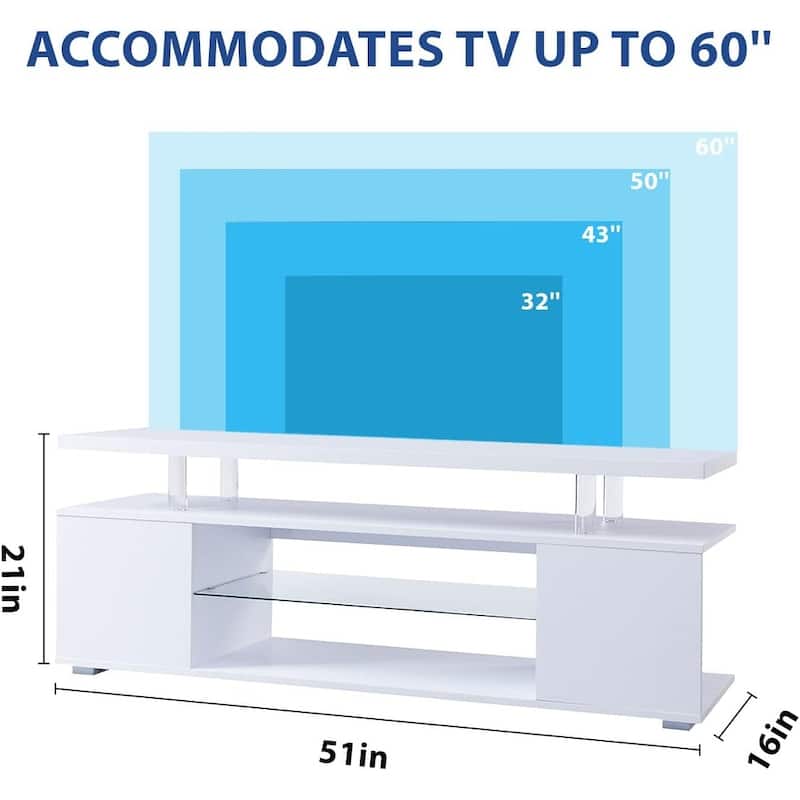 51" Gaming TV Stand with LED & Large Cabinet for 65" TVs