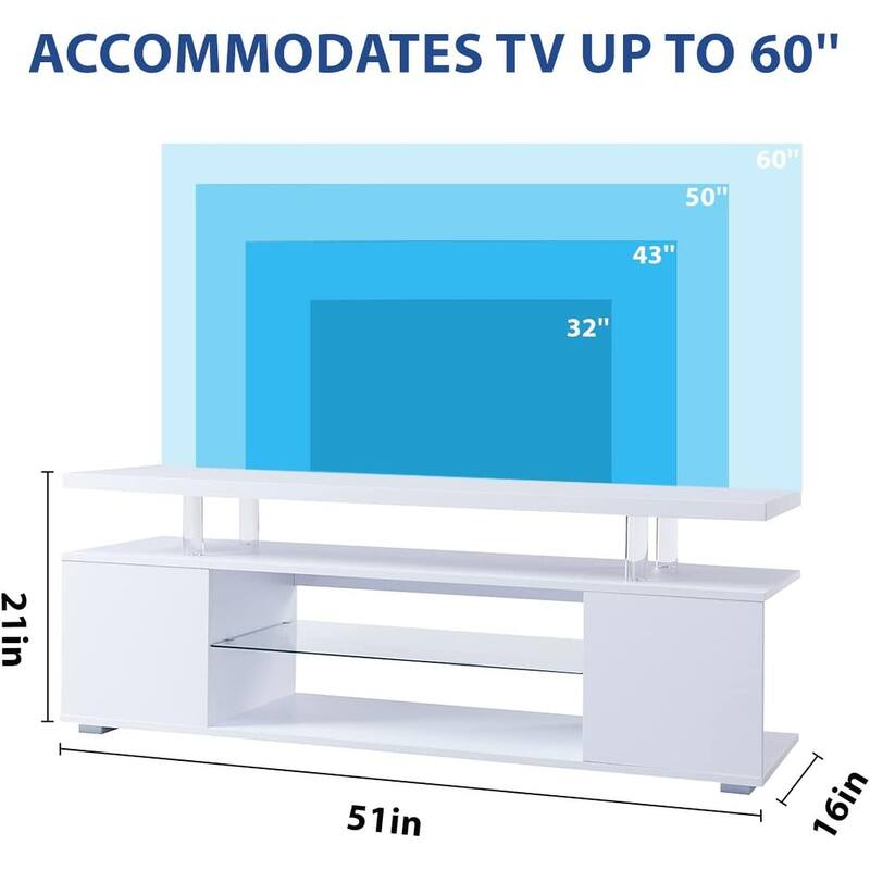 LED TV Stand for 65" TVs, Gaming Entertainment Center with Ample Storage & Side Cabinet, 63" Modern Media Console
