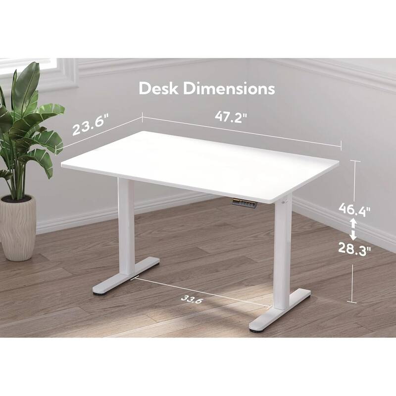Electric Height Adjustable Desk with Tempered Glass Top, Steel Frame
