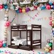 preview thumbnail 1 of 3, Elegant Twin over Twin Bunk Bed Bunk Bed Espresso