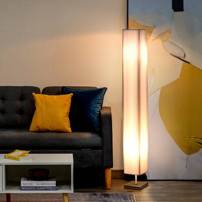 HomCom 48-in. Modern White Freestanding Rectangular Floor Lamp ...