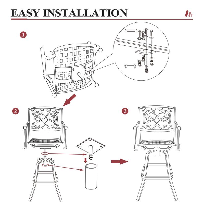 Crestlive Outdoor Patio Bar Height Swivel Bar Stool with Sunbrella Cushion