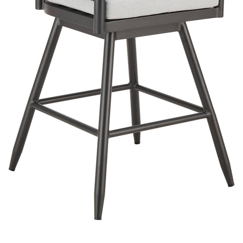 Alegria Outdoor Patio Swivel Counter Stool in Aluminum with Rope and Cushions
