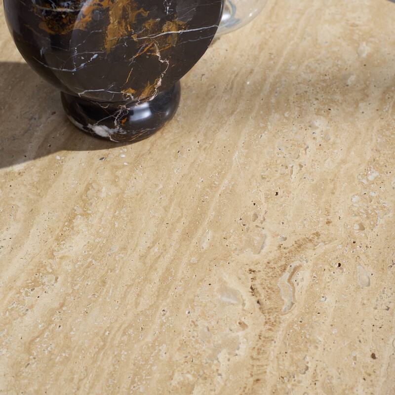 SAFAVIEH Couture Jennamira Travertine Accent Table - 18"W x 17"D x 21"H