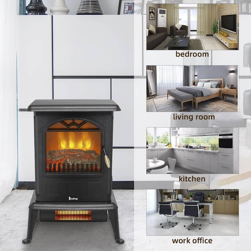 1500W Infrared Electric Fireplace Stove with 2 Heat Settings