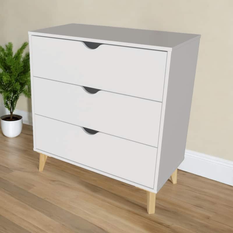 HomeRoots 30" White Three Drawer Dresser - 3-drawer
