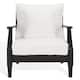 SAFAVIEH Couture Freida Wood Patio Arm Chair - 31.4" W x 35.6" L x 32.6" H - 31"W x 36"D x 33"H