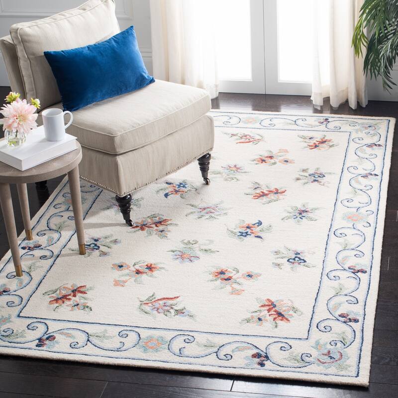 SAFAVIEH Handmade Micro-Loop Zoraida Wool Rug - 4' x 6' - Ivory/Grey