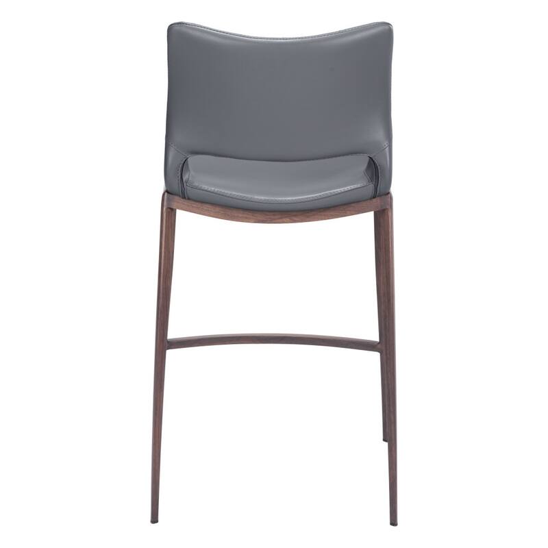 HomeRoots Set of Two 25" Dark Gray And Brown Faux Leather And Steel Low Back Counter Height Bar Chairs