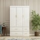 preview thumbnail 2 of 10, Modern Freestanding Wardrobe Armoire Closet High Cabinet Storage White - 93.7"H