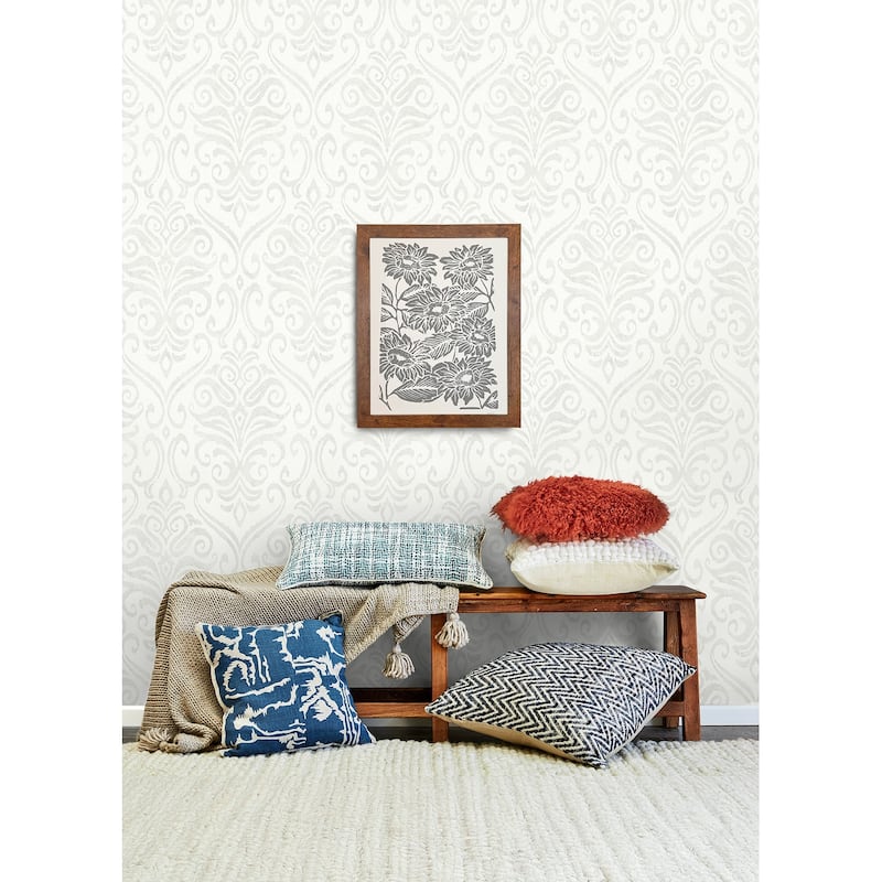 Chesapeake Adavu Dove Damask Wallpaper