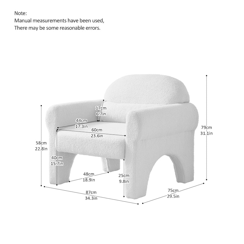 Modern teddy fabric accent chair with lumbar pillow for living room