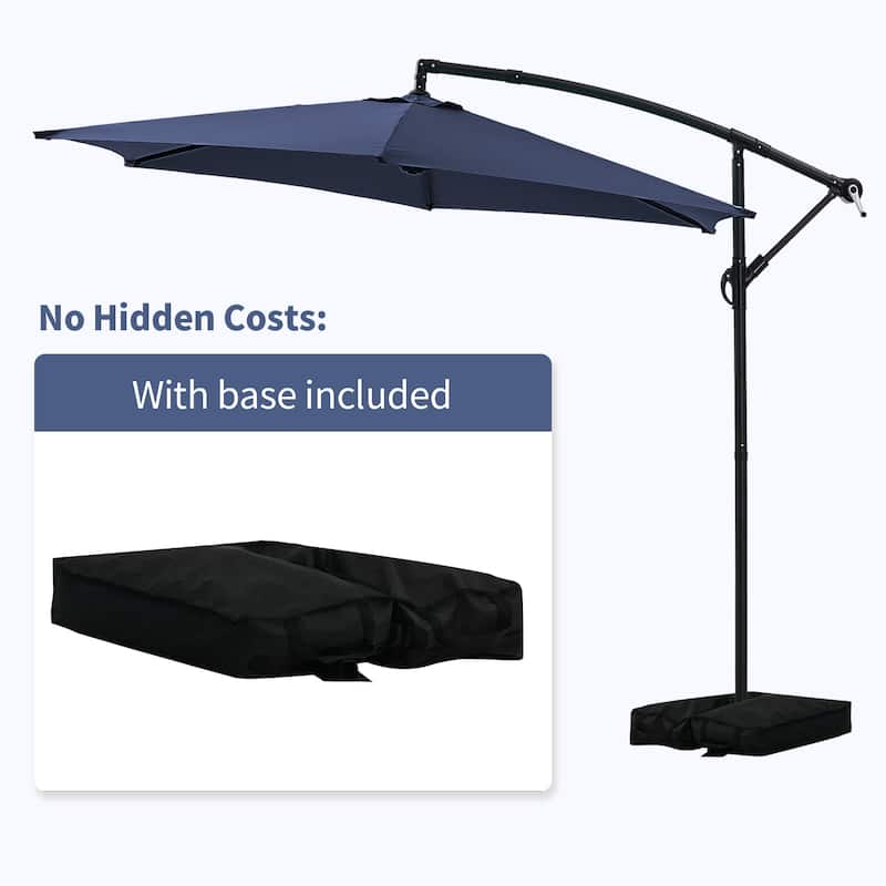 Ainfox 10ft Offset Hanging Market Patio Umbrella With Base